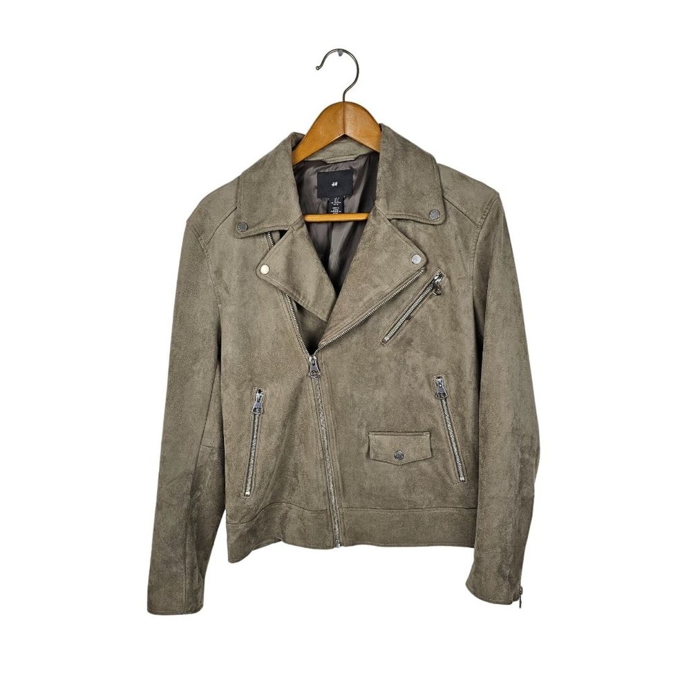 H&M Faux Suede Beige Biker Jacket